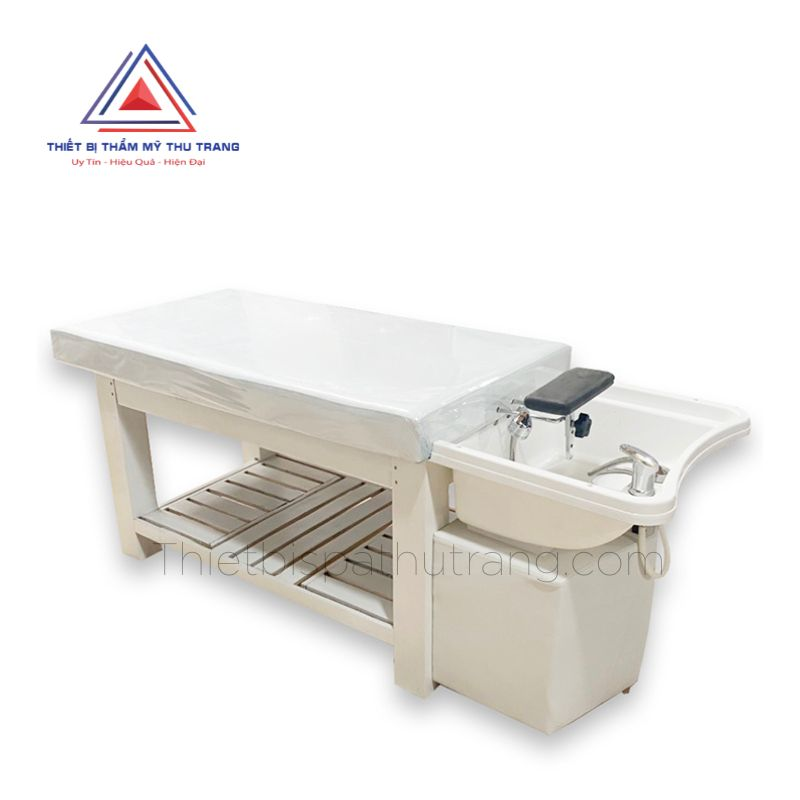 Giường gội đầu dưỡng sinh 2in1 màu trắng